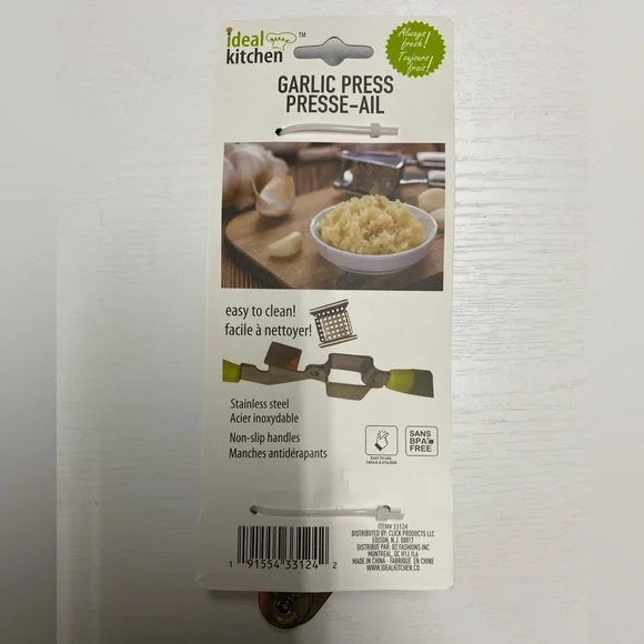 NIB Ideal Kitchen Black Stainless Steel Garlic Press - Picture 3 of 3